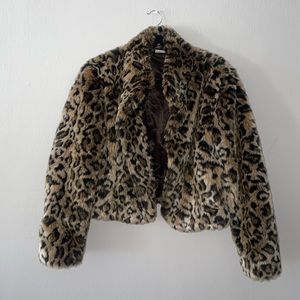 Oversized faux fur cheetah print coat